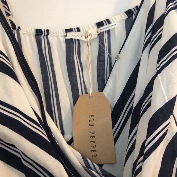 Navy and white striped summer dress - Picture 2 of 3